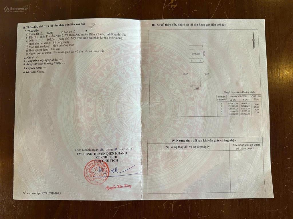 Bán lô đất an cư và đầu tư 3,25 tỷ kdt phú ân nam 2, diên khánh, khánh hòa