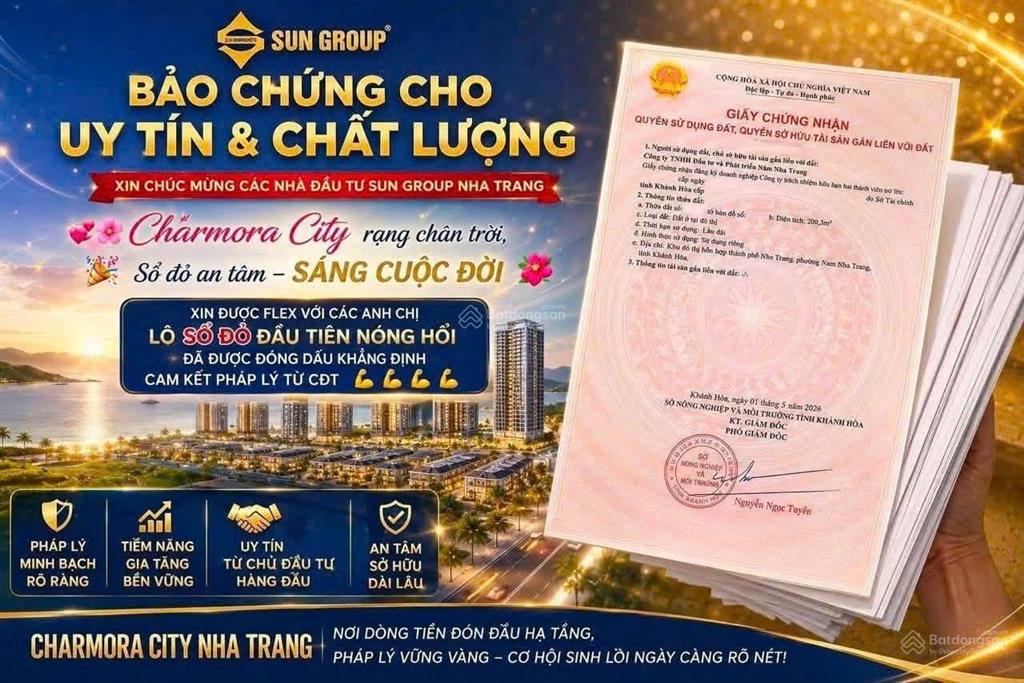 Bán nhanh căn góc nhỏ đường huyết mạch d6 lô d684 giá 20,33 tỷ kdt charmỏa cty , nam nha trang