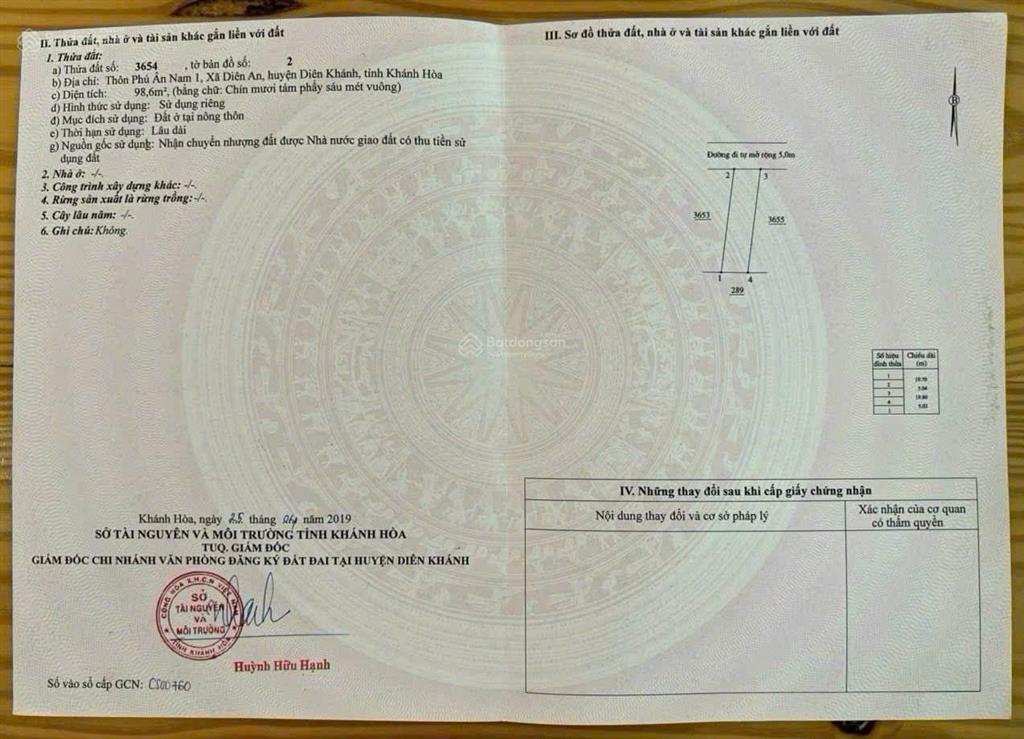 Bán lô đất đẹp diên an, diên khánh, khánh hòa. dt 98,6m2 giá 2,1 tỷ