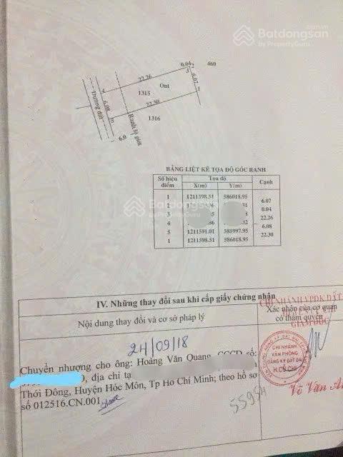Tôi chính chủ cần bán lô đất 135m2 (6x22m)  giá 1tỷ2  xã tân phú trung củ chi  gọi 0335 801 ***