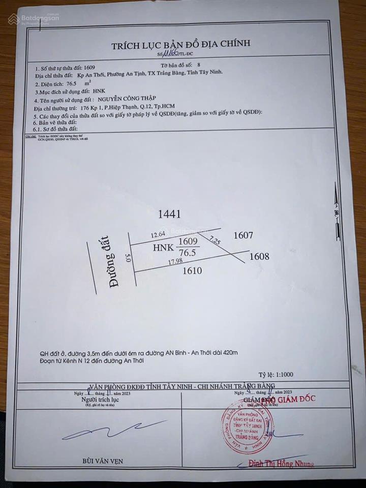 Bán đất thật, không ảo  lô đất odt (189m2 giá 650tr  ngay kcn trảng bàng  gọi 0335 801 ***