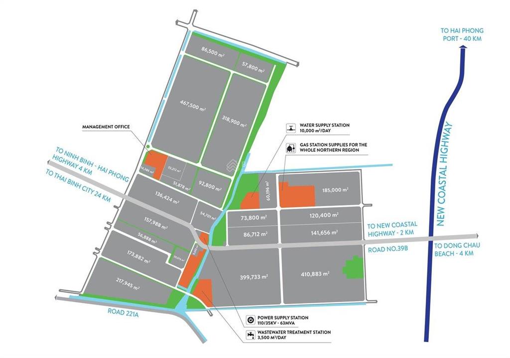 Chủ khu công nghiệp tiền hải, thái bình 5000m2. tổng 466 ha chia nhỏ theo nhu cầu. giá tốt