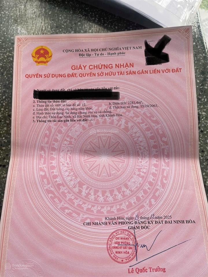 Bán đất tại thôn lạc ninh, xã bắc ninh hòa, khánh hòa, 5 triệu / m2, 2281.4 m2