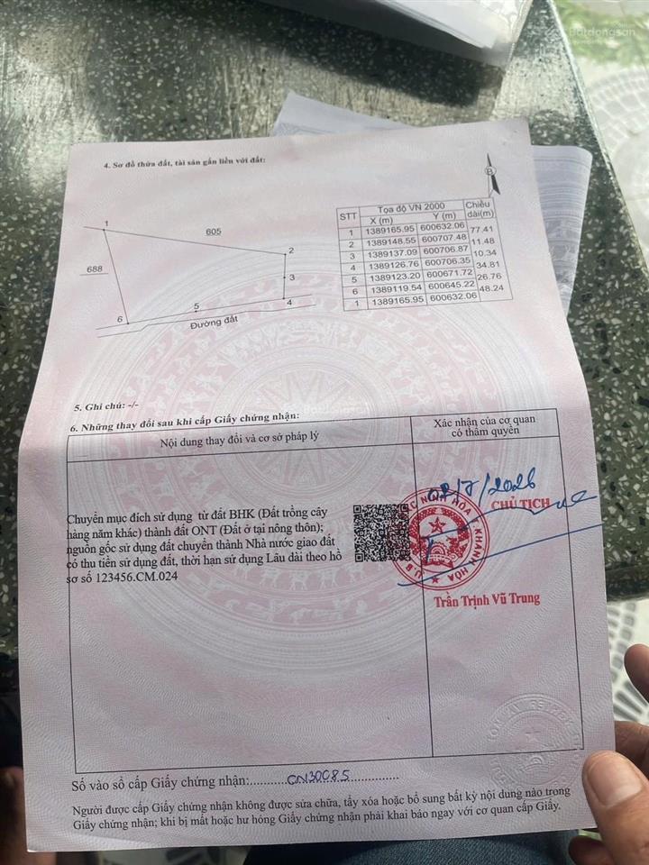 Bán đất tại thôn lạc ninh, xã bắc ninh hòa, khánh hòa, 5 triệu / m2, 2281.4 m2