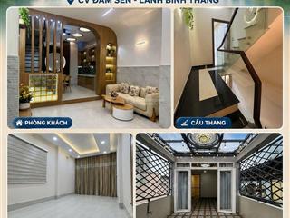 Cv đam sen  lãnh binh thang nhà đẹp 4 tâng hẻm 8m thông