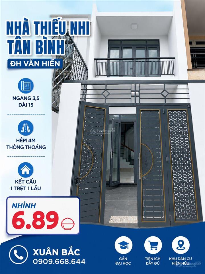 Nhà thiếu nhi tân bình  đh văn hiến nhà mới ngang 3,5 dài 15 hẻm thông(pac)