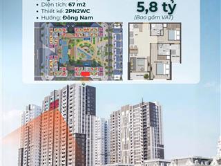 Victoria village  bán căn hộ 2 phòng ngủ, 2 toilet  tim tường 67m2  giá bán 5.8 tỷ đã vat
