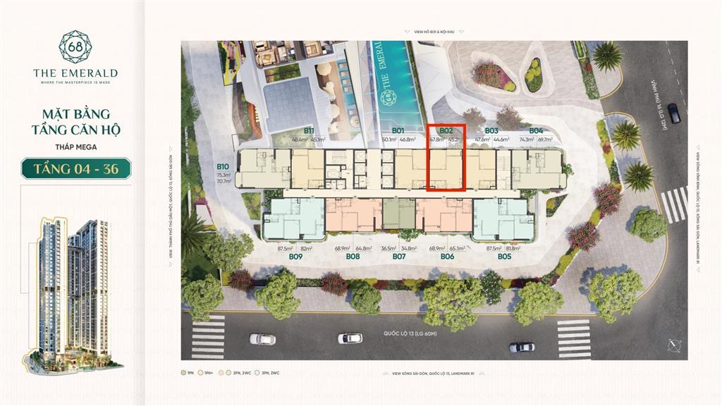 Bán căn 1pn+ 47,8m2, tầng 10, view hồ bơi rất đẹp, giá full 3 tỷ