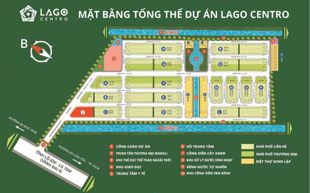 Bán đất sổ đỏ dự án lago centro, 1,18 tỷ vnd, 70 m2 ở lương bình, bến lức, long an