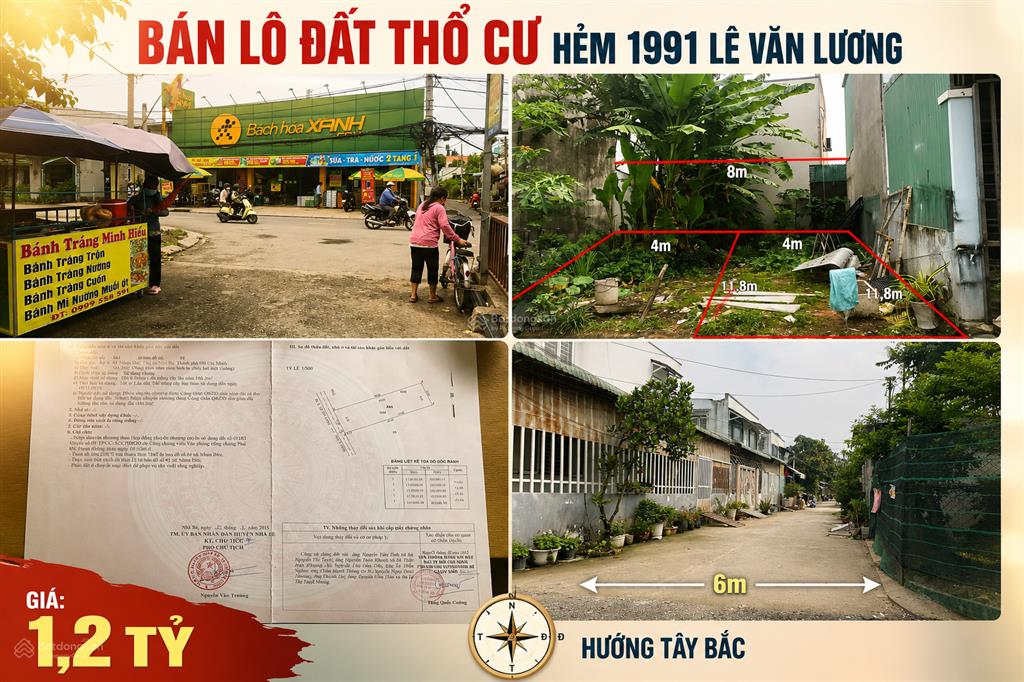 Bán gấp nền đất hẻm 1991 lê văn lương, nhơn đức, nhà bè  47,2m