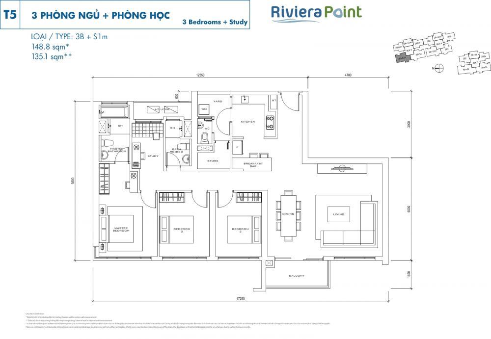 Giá cực tốt ch riviera point  148.9m2  03pn  03wc, giá chỉ 10.8 tỷ.  0938 886 ***