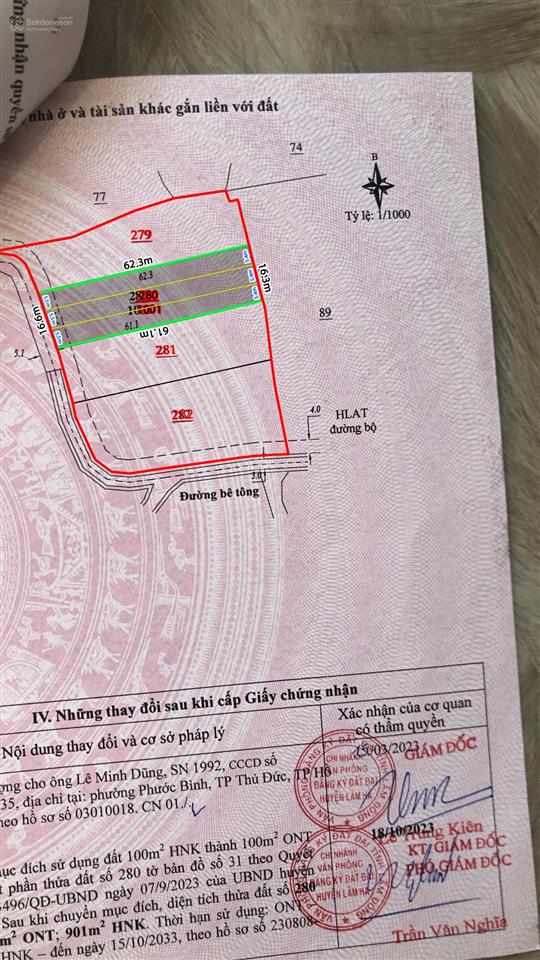 Bán nhanh 16,6m x 62m, 100m2 xd, view thoáng, có thể tách làm 3 lô, giá chỉ 900 tr