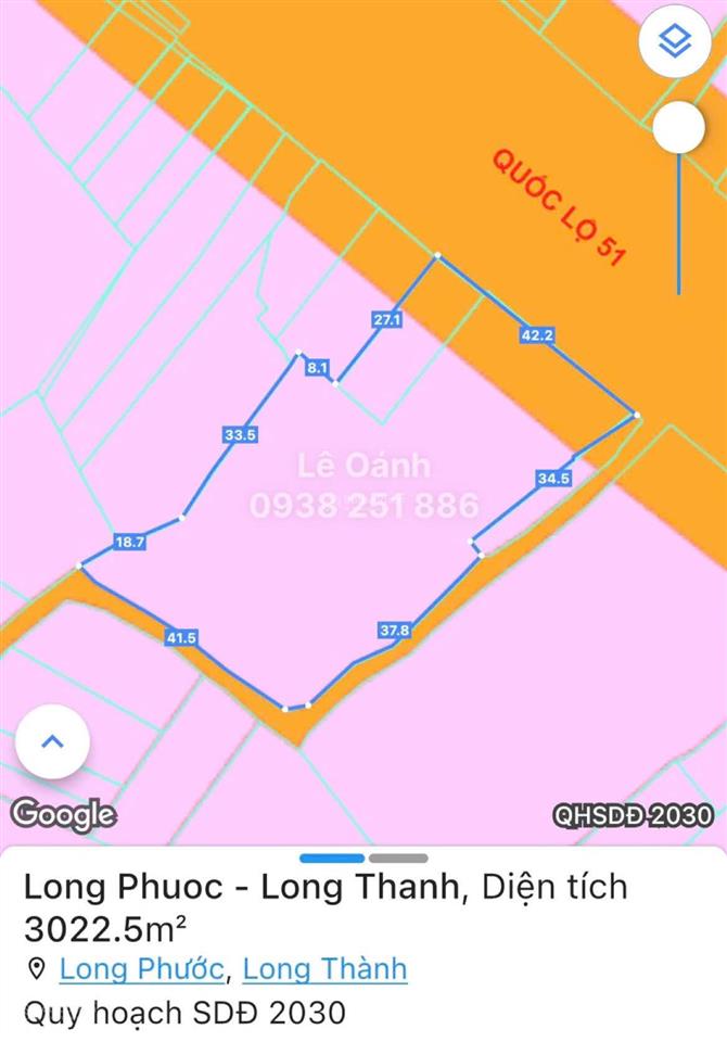 Cực phẩm! lô đất ~3000m2full thổ cư3 mặt tiền ql51 siêu hiếm ngay cổng trước sân bay long thành