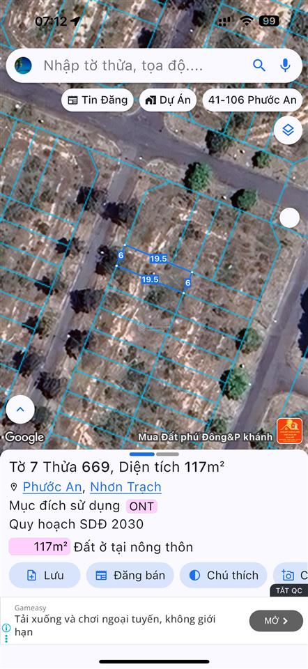 Chủ cần tiền bán nhanh lô đất 117m2, 6x19,5m giá chỉ 830tr
