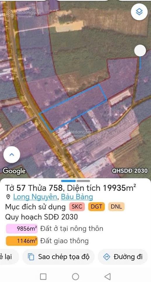 Cần bán lô đất 20.000m2 skc 1 lần tại long nguyên bầu bàng bình dương