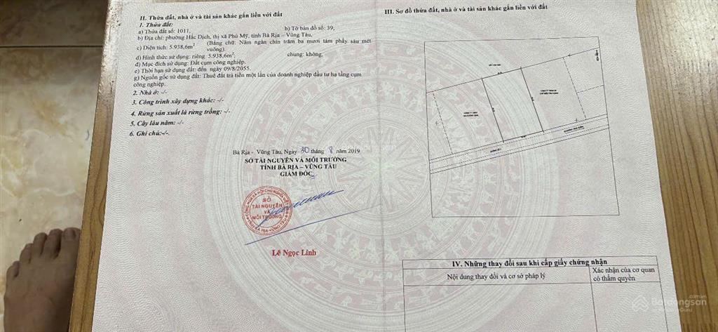 Bán 5939m đất skc đường nguyễn tuân phú mỹ vũng tàu