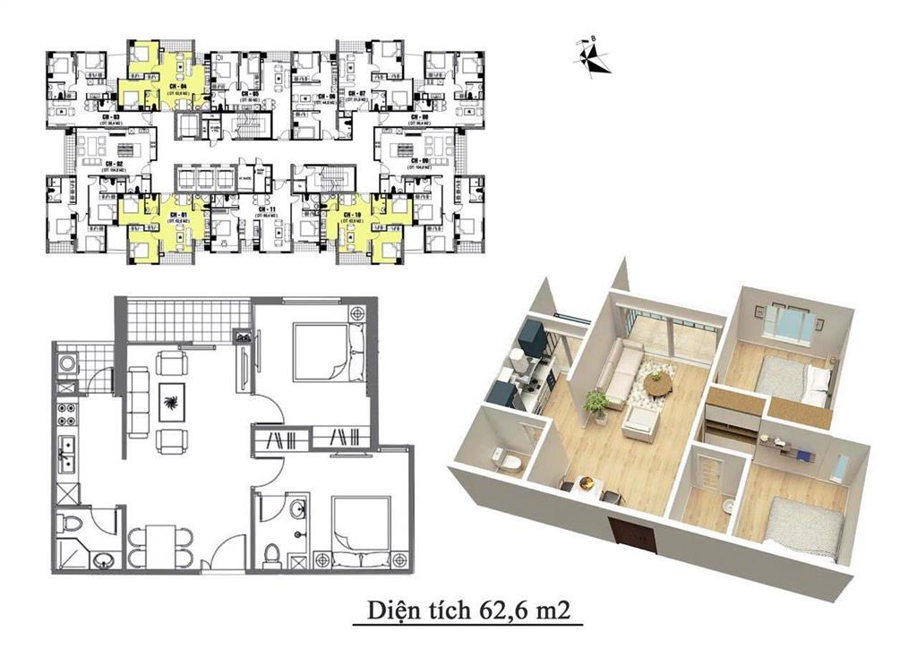 Bán cc 2pn, 2wc tại m7 mipec city view, 4,25 tỷ, 62,6m2