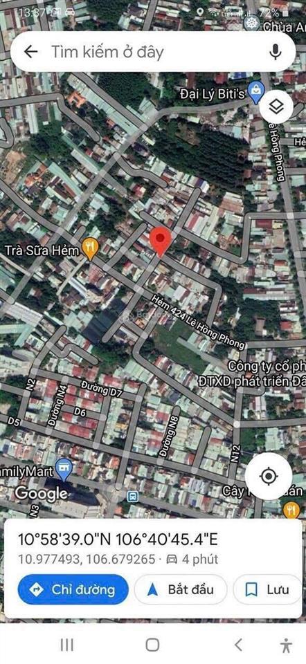 Bán nhà 424/44/ lê hồng phong, phường phú hòa, ngay cơm minh tuyết cổng 4 đại học thủ dầu một