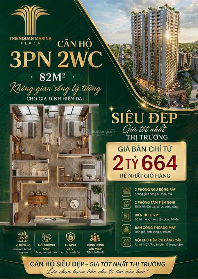 Bán cc thiên quân marina plaza, 36 triệu/m2, 82m2, 3pn, 2wc, giá tốt uy tín