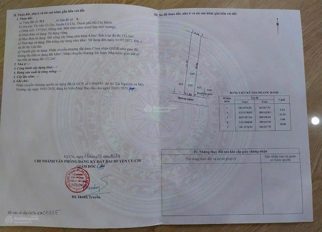 Ngân hàng thanh lý lô đất ngay trung tâm thị trấn củ chi 157m2 (5x31)