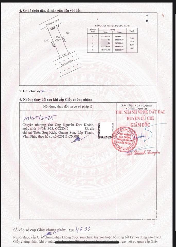 Chính chủ bán lô đất 5x16 full thổ cư (2 tỷ thương lượng) xã tân phú trung, củ chi  0329 638 ***