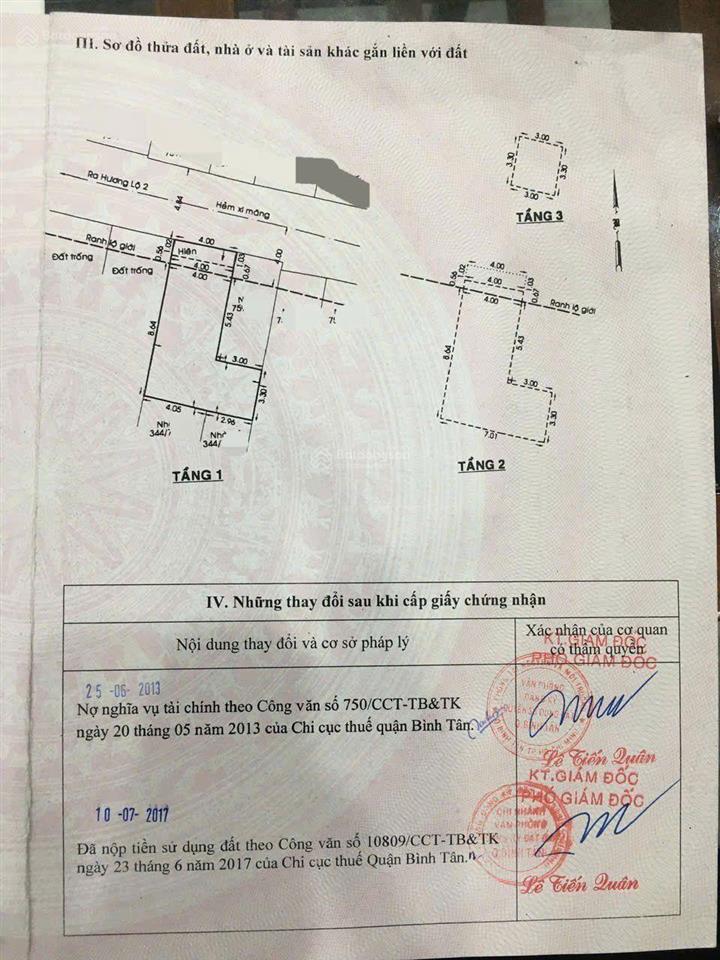 Bán nhà đẹp nở hậu hẻm 759 hương lộ 2 bình trị đông, 52mv, 4x13, 3 tầng xe tải thông giá 5,2tỷ tl