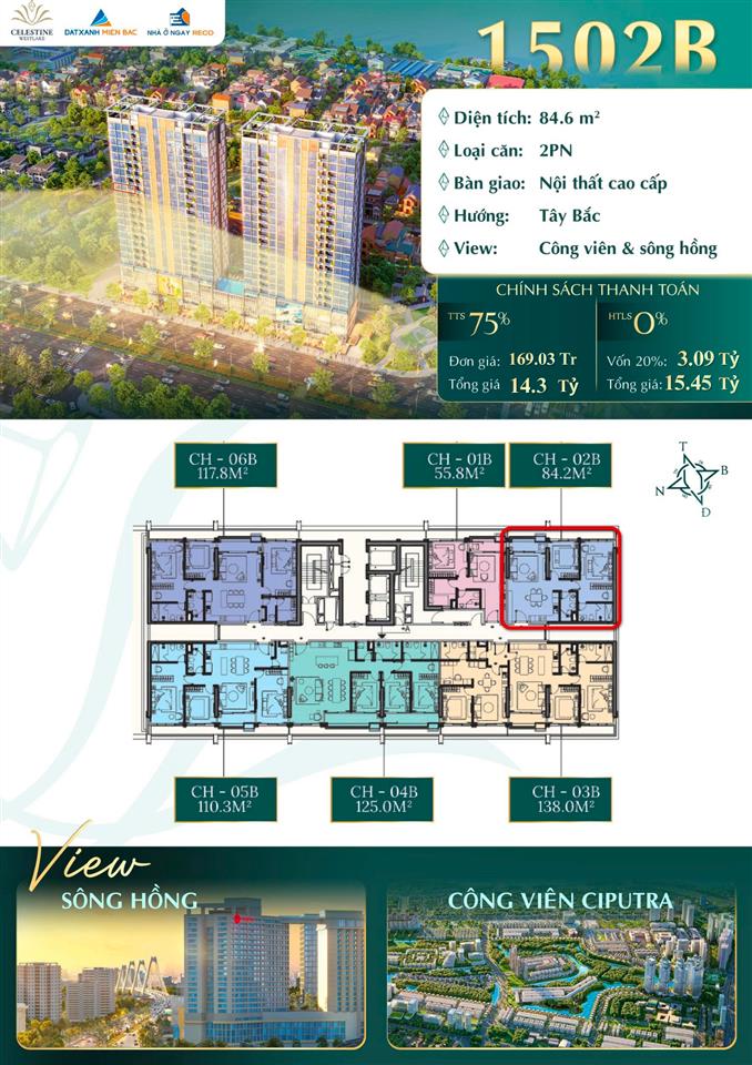 Quỹ căn góc 3  4 ngủ từ 110m2 view trực diện hồ tây giá rẻ nhất thị trường. chỉ còn vài căn cuối!