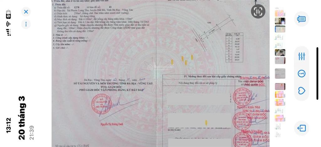 Ngộp bank cắt lỗ 50%, ra gấp lô đất 250m2 có 100mtc, đối diện kcn đất đỏ gần ql55, tiện xây 10p trọ