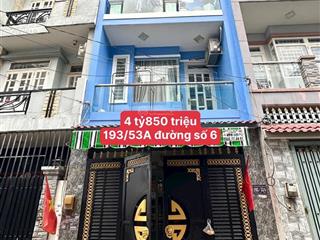 Bán nhà đường số 6, 4x12m, 3 lầu, 4 phòng ngủ