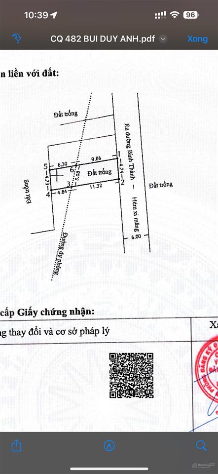 Bán đất 1/ bình thành, bhhb, bình tân, 76.3m2 (trừ lộ giới còn 50m2) giá 3tỷ150 tl