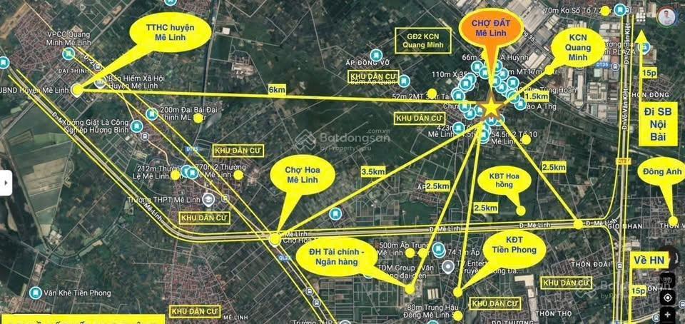 Đất đẹp 100% thổ cư  tổ 6, thôn gia trung, xã quang minh, hn lô 1 dt 50m2, mt5m (lô góc)