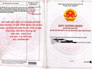 HOT ĐẤT ĐẸP- ĐẦU TƯ LÀ SINH LỜI CẦN BÁN NHANH LÔ ĐẤT TIỀM NĂNG TẠI huyện Phú Giáo, tỉnh