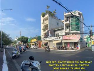 NHÀ ĐẸP - GIÁ TỐT CHÍNH CHỦ BÁN NHÀ 2 MẶT TIỀN 1 TRỆT 4 LẦU  161 TRƯƠNG CÔNG ĐỊNH P 3  TP