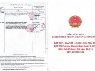 ĐẤT ĐẸP – GIÁ TỐT – CHÍNH CHỦ CẦN BÁN ĐẤT TẠI Phường Phước Bình Quận 9, HCM