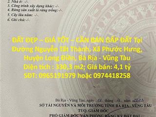 ĐẤT ĐẸP – GIÁ TỐT – CẦN BÁN GẤP ĐẤT Tại Xã Phước Hưng, Huyện Long Điền, Bà Rịa - Vũng Tàu