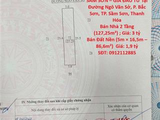 CHÍNH CHỦ BÁN NHÀ & ĐẤT SẦM SƠN – GIÁ ĐẦU TƯ Tại Đường Ngô Văn Sở, P. Bắc Sơn, TP. Sầm