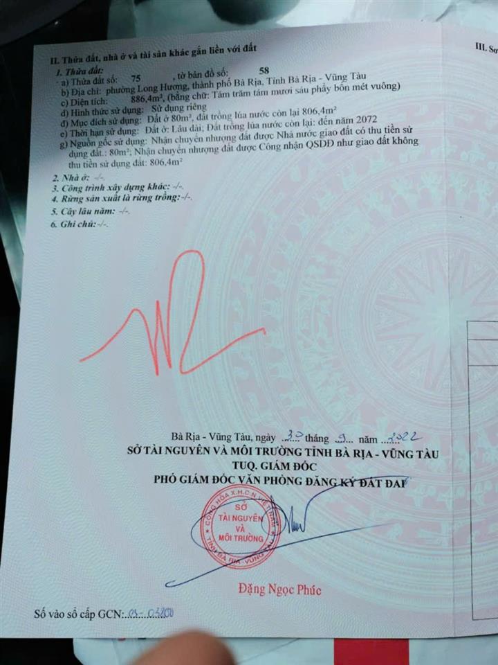 CHÍNH CHỦ HẠ GIÁ BÁN NHANH ĐẤT VÀNG Mặt Tiền Long Hương TRUNG TÂM TP. BÀ RỊA CŨ TIỀM NĂNG