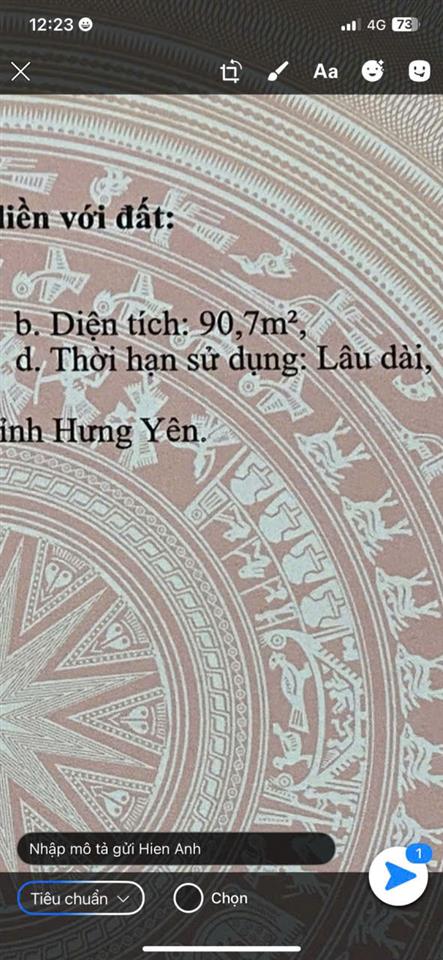 ĐẤT ĐẸP - GIÁ TỐT - CHÍNH CHỦ Cần Bán Nhanh Lô Đất Chợ Nhội cũ, xã Hồng Minh,  Huyện Hưng