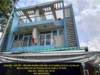 NHÀ ĐẸP - GIÁ TỐT - CẦN BÁN NHANH CĂN NHÀ  Vị Trí Tại Phường Cát Lái, Quận 2, TP HCM