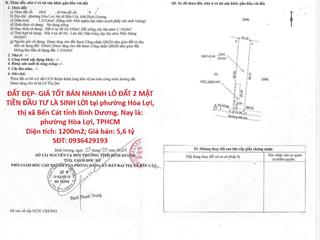 ĐẤT ĐẸP- GIÁ TỐT BÁN NHANH LÔ ĐẤT 2 MẶT TIỀN ĐẦU TƯ LÀ SINH LỜI tại Bến Cát, Bình Dương