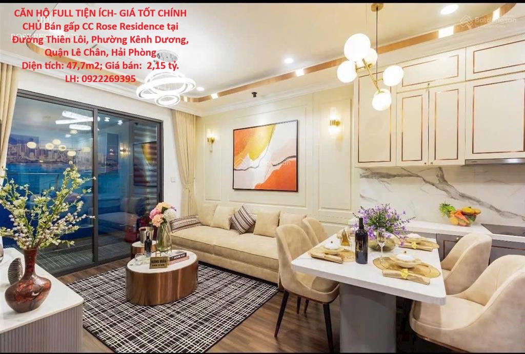 CĂN HỘ FULL TIỆN ÍCH- GIÁ TỐT CHÍNH CHỦ Bán gấp CC Rose Residence tại  Quận Lê Chân, Hải