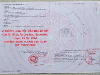 VỊ TRÍ ĐẸP - GIÁ TỐT - CẦN BÁN LÔ ĐẤT CLN TẠI Tổ 19, Ấp Cây Sộp, Tân An Hội, Huyện Củ