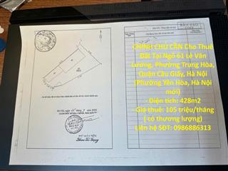 CHÍNH CHỦ CẦN Cho Thuê Đất Tại Ngõ 61 Lê Văn Lương, Phường Trung Hòa, Quận Cầu Giấy, Hà