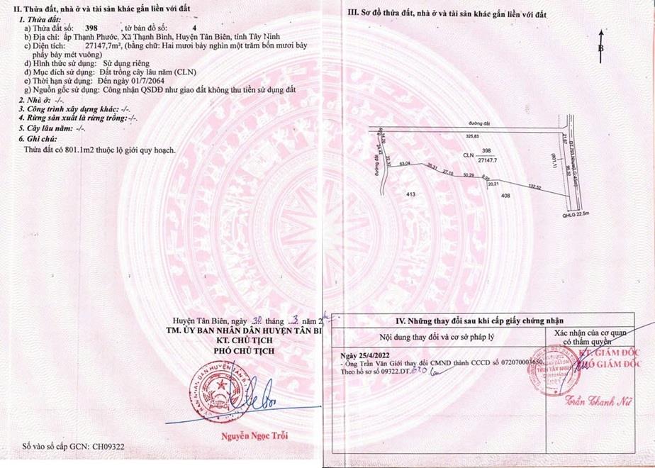 Chính Chủ Bán Nhanh Lô Đất Đẹp - Giá Tốt Xã Thạnh Bình, Tân Biên, Tây Ninh