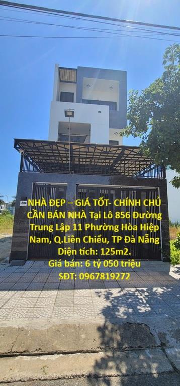NHÀ ĐẸP – GIÁ TỐT- CHÍNH CHỦ CẦN BÁN NHÀ Tại  Phường Hòa Hiệp Nam, Q.Liên Chiểu, TP Đà