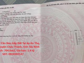 CHÍNH CHỦ Cần Bán Gấp Đất Tại ấp An Thọ, xã An Cơ, huyện Châu Thành, tỉnh Tây Ninh