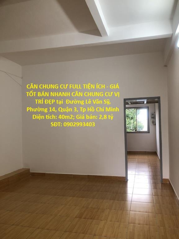 CĂN CHUNG CƯ FULL TIỆN ÍCH - GIÁ TỐT BÁN NHANH CĂN CHUNG CƯ VỊ TRÍ ĐẸP tại quận 3, TPHCM