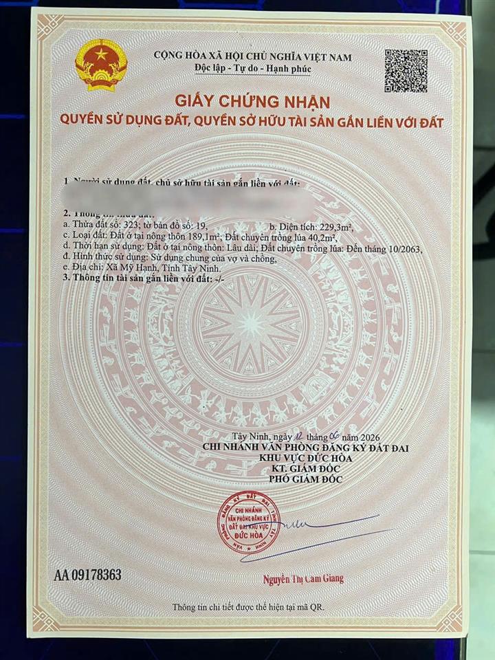 ĐẦU TƯ SINH LỜI – CHÍNH CHỦ CẦN BÁN ĐẤT Tại Xã Mỹ Hạnh Nam, Huyện Đức Hòa, Long An