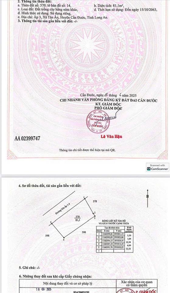 ĐẦU TƯ SINH LỜI - Chính Chủ Bán Trọn 3 thửa đất thuộc xã Tân Ân, Cần Đước, Long An
