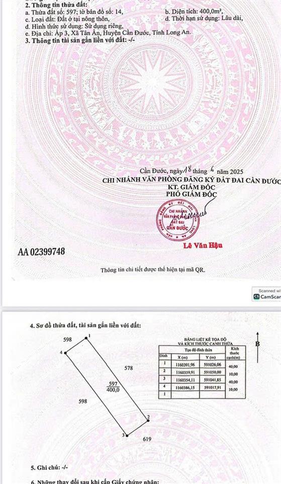 ĐẦU TƯ SINH LỜI - Chính Chủ Bán Trọn 3 thửa đất thuộc xã Tân Ân, Cần Đước, Long An